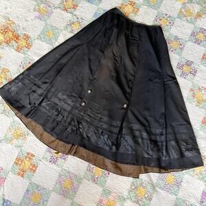 Vintage 1800s WOUNDED Victorian Maxi Walking Mourning Skirt AS-IS